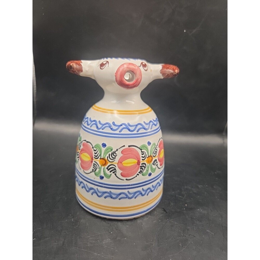 España Cow Bull Pottery Floral Creamer Pitcher  Ceramic Hand Painted Spain Toro